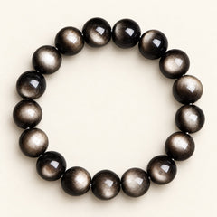 Silver Eclipse — Obsidian Bead Bracelet — Alora Gems product detail