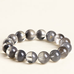 Grey Constellation — Phantom Quartz Bead Bracelet, product detail on warm ivory