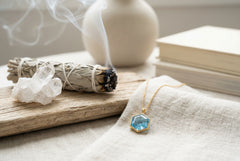 The Azure Hexagon | Natural Sky Blue Topaz & Sterling Silver Artifact | The Archive Collection