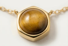 The Solar Matrix | Natural Tiger's Eye & Vermeil Geometric Pendant | The Archive Collection