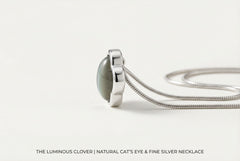 The Luminous Clover | Natural Cat's Eye & Fine Silver Artifact | The Archive Collection