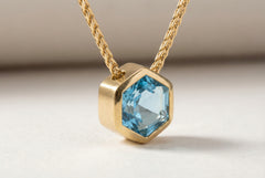 The Azure Hexagon | Natural Sky Blue Topaz & Sterling Silver Artifact | The Archive Collection