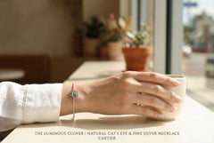 The Luminous Clover | Natural Cat's Eye & Fine Silver Artifact | The Archive Collection