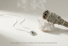 The Luminous Clover | Natural Cat's Eye & Fine Silver Artifact | The Archive Collection