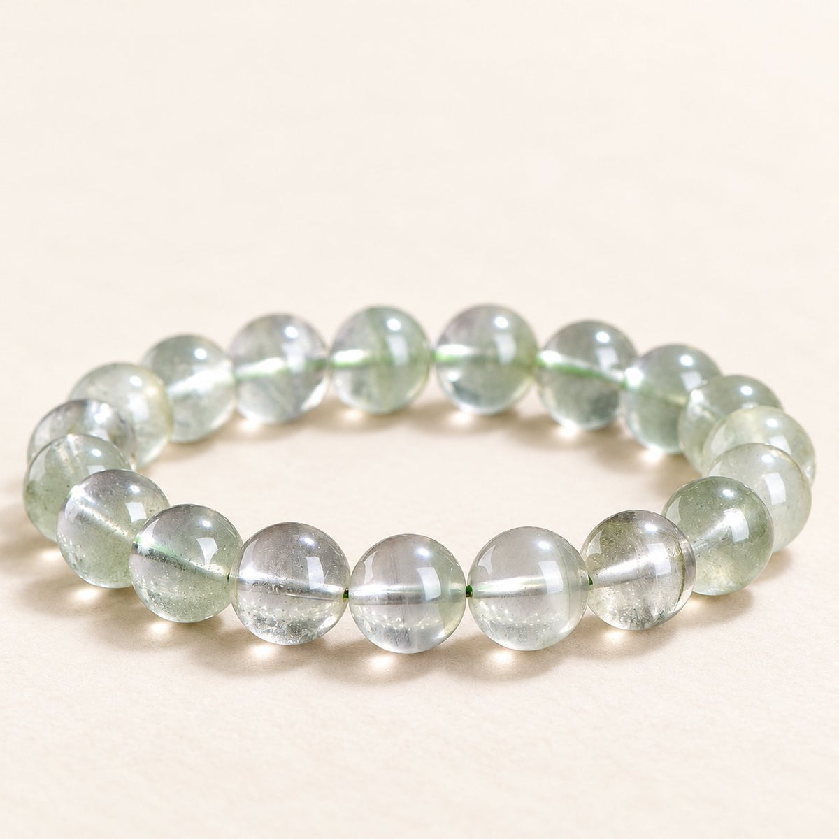 Deep Forest — Green Phantom Quartz Bead Bracelet — Alora Gems product detail