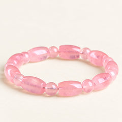 Rose Columns — Rose Quartz Barrel Bead Bracelet — Alora Gems product detail