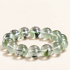 Deep Forest — Green Phantom Quartz Bead Bracelet — Alora Gems product detail