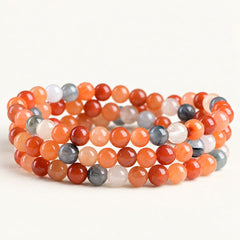 Rainbow Orbit — Fiber-Inclusion Quartz Wrap Bracelet, product detail on warm ivory