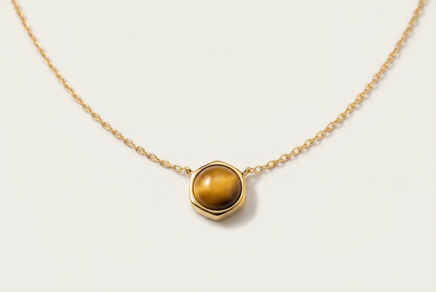 The Solar Matrix | Natural Tiger's Eye & Vermeil Geometric Pendant | The Archive Collection