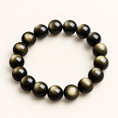 Golden Gaze — Gold Sheen Obsidian Bead Bracelet — Alora Gems product detail