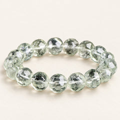 Green Prism — Faceted Quartz Bead Bracelet, product detail on warm ivory