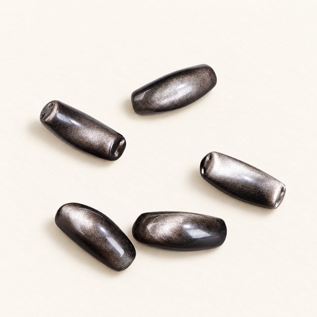 Midnight Crescent — Obsidian Curved Bead Components — Alora Gems product detail