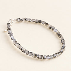 Silver Eclipse — Black Included Quartz Silver Bracelet — Alora Gems product detail