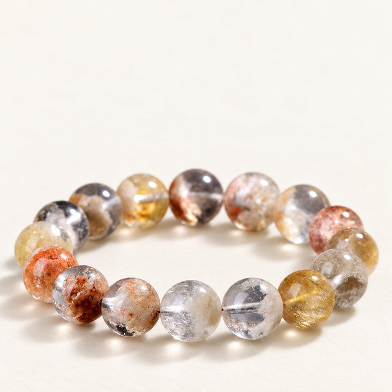 Golden Mist — Phantom Quartz Bead Bracelet — Alora Gems product photograph