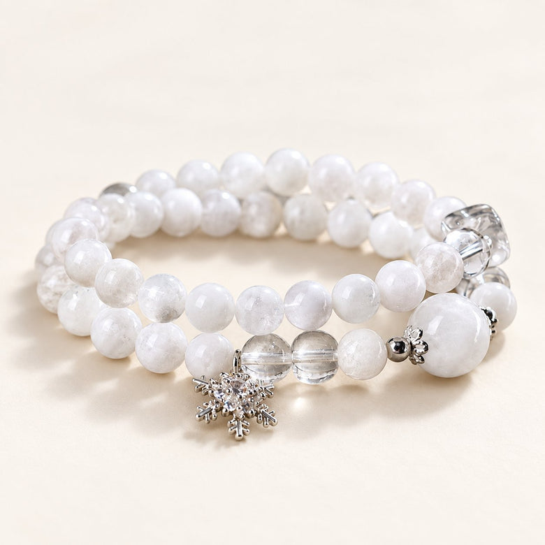 Winter Promise — White Phantom & Clear Quartz Bracelet — Alora Gems product photograph