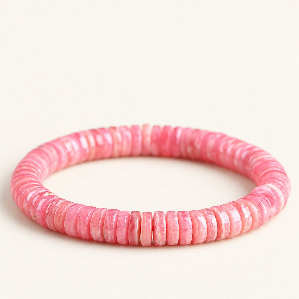 Rose Reverie — Rhodochrosite Disc Bead Bracelet — Alora Gems product detail