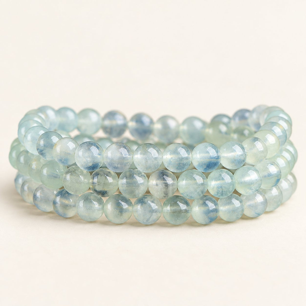 Green Orbit — Beryl Wrap Bracelet, product detail on warm ivory