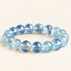 Glacial Blue — Aquamarine Bead Bracelet — Alora Gems product detail