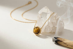The Solar Matrix | Natural Tiger's Eye & Vermeil Geometric Pendant | The Archive Collection