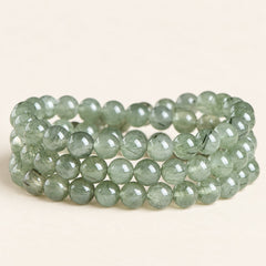 Forest Veil — Green Included Quartz Bead Bracelet — Alora Gems product detail