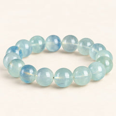Green Stillness — Beryl Bead Bracelet, product detail on warm ivory