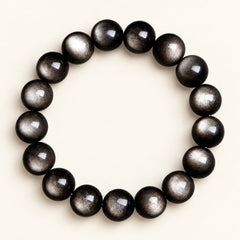 Silver Eclipse — Obsidian Bead Bracelet — Alora Gems product photograph