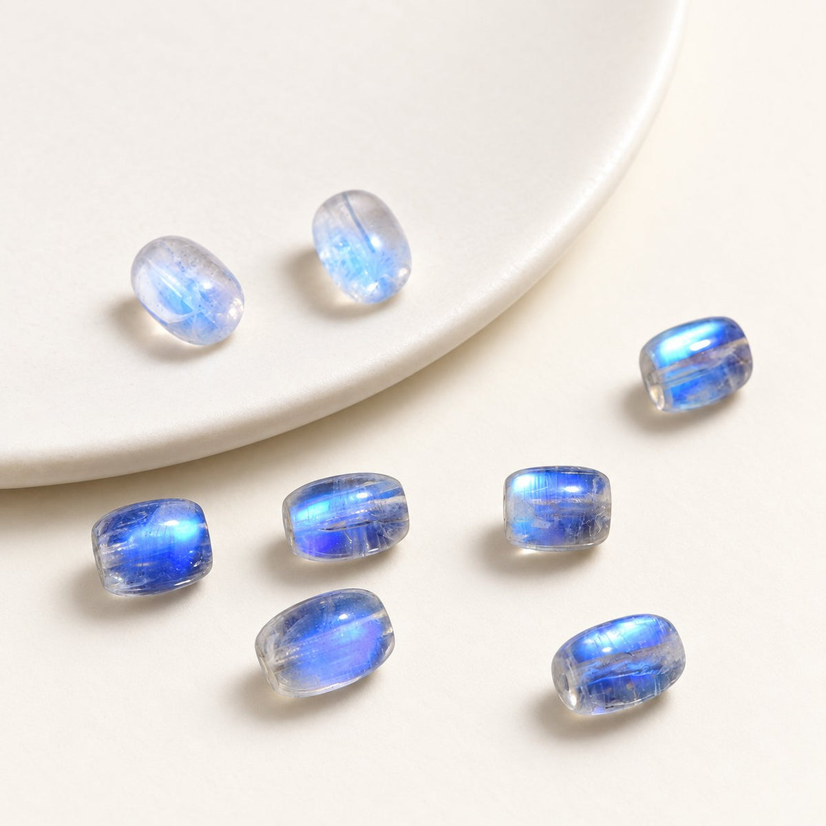 Moonlit Columns — Moonstone Barrel Beads — Alora Gems product photograph
