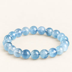 Sea Glass — Aquamarine Round Beads — Alora Gems product detail