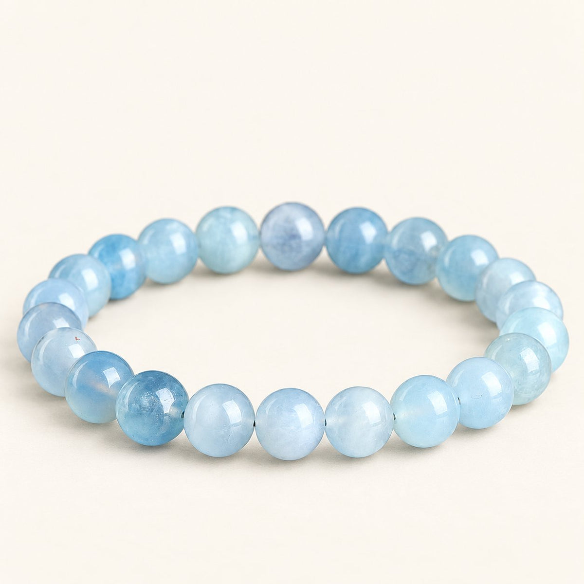 Sea Glass — Aquamarine Round Beads — Alora Gems product detail