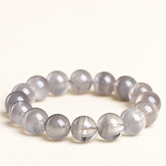 Grey Constellation — Phantom Quartz Bead Bracelet, product detail on warm ivory