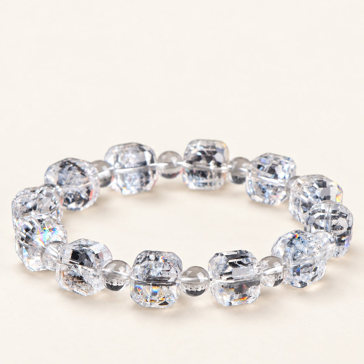 Crystal Cubes — Faceted Clear Quartz Bracelet — Alora Gems product photograph