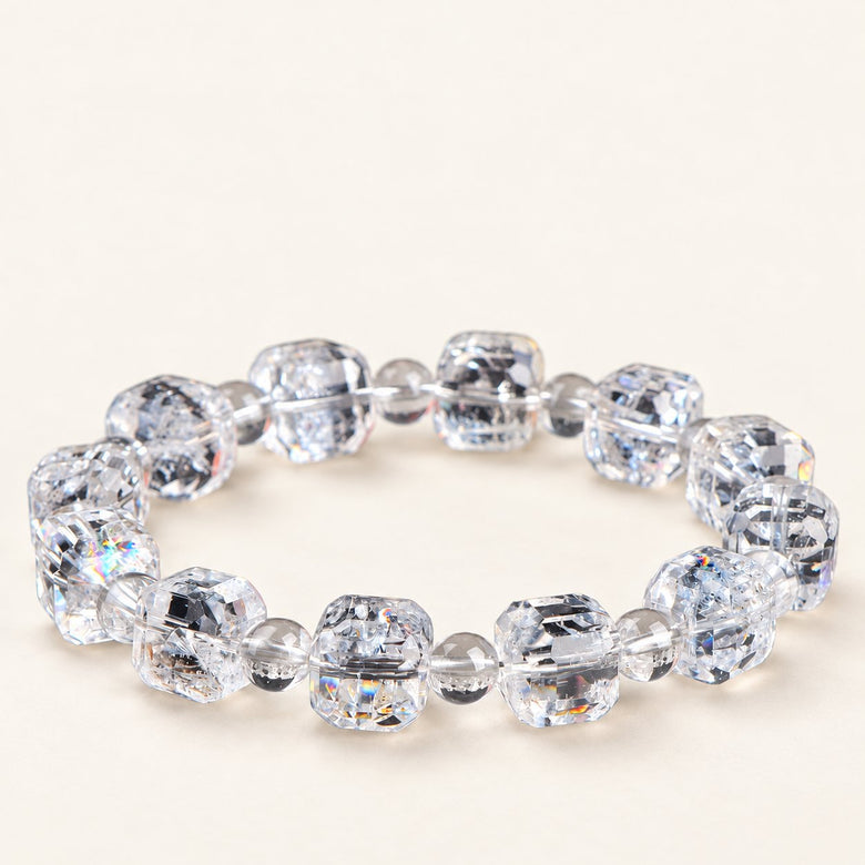 Crystal Cubes — Faceted Clear Quartz Bracelet — Alora Gems product photograph