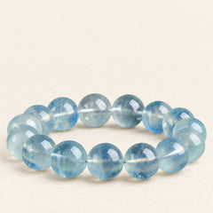 Glacial Blue — Aquamarine Bead Bracelet — Alora Gems product detail