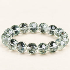 Green Prism — Faceted Quartz Bead Bracelet, product detail on warm ivory