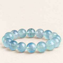Glacial Blue — Aquamarine Bead Bracelet — Alora Gems product detail