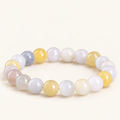 Rainbow Veil — Fiber-Inclusion Quartz Bead Bracelet — Alora Gems product detail