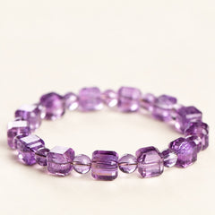 Violet Cubes — Amethyst Bead Bracelet — Alora Gems product photograph