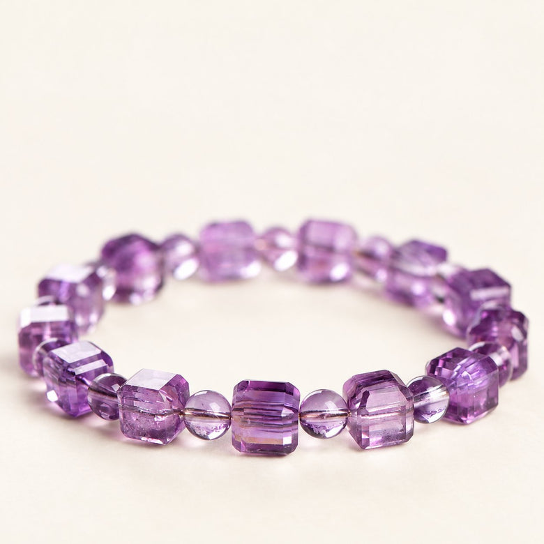 Violet Cubes — Amethyst Bead Bracelet — Alora Gems product photograph