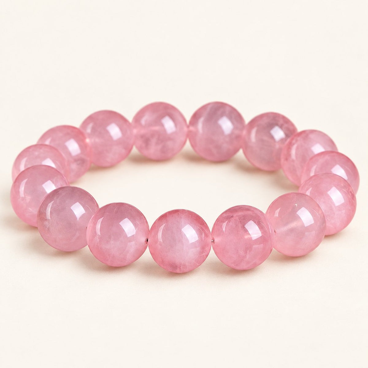 Rose Cloud — Rose Quartz Bead Bracelet — Alora Gems product photograph