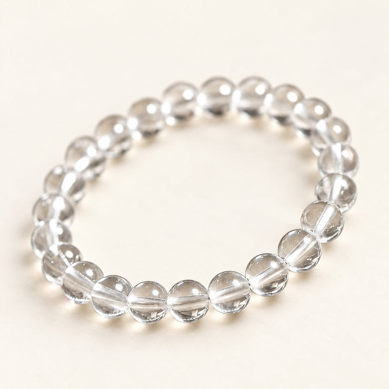 Crystal Stillness — Clear Quartz Bead Bracelet — Alora Gems product photograph