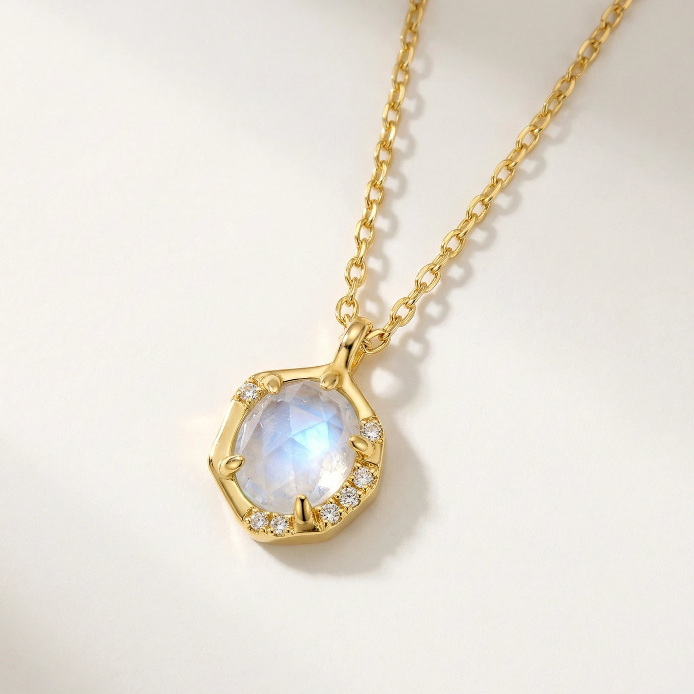 Luminous Octagon Moonstone Necklace
