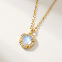 Luminous Octagon Moonstone Necklace