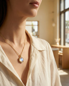 Luminous Octagon Moonstone Necklace