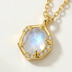 Luminous Octagon Moonstone Necklace