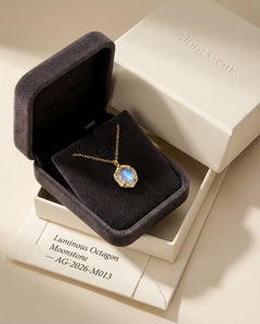 Luminous Octagon Moonstone Necklace