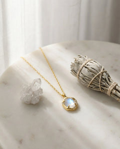 Luminous Octagon Moonstone Necklace