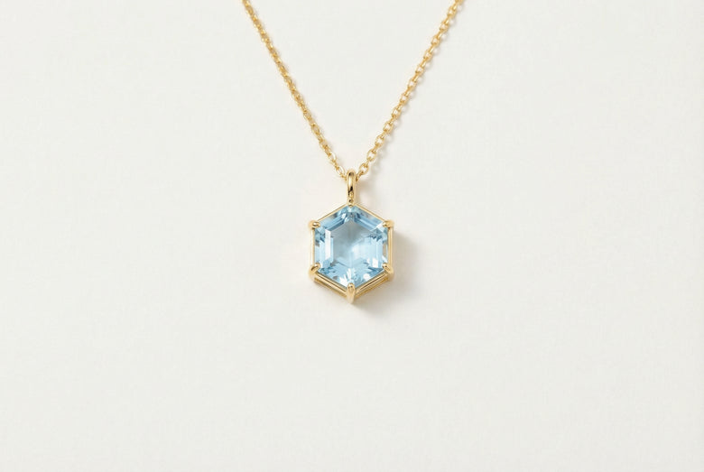 The Azure Hexagon | Natural Sky Blue Topaz & Sterling Silver Artifact | The Archive Collection