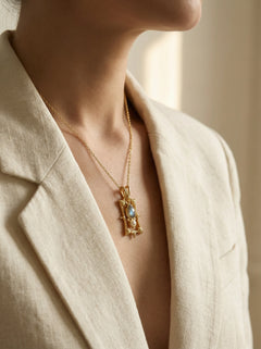 Rose-Cut Labradorite & Pearl Convertible Pendant