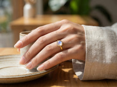 Ethereal Moonstone & Aquamarine Ring