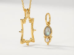 Rose-Cut Labradorite & Pearl Convertible Pendant